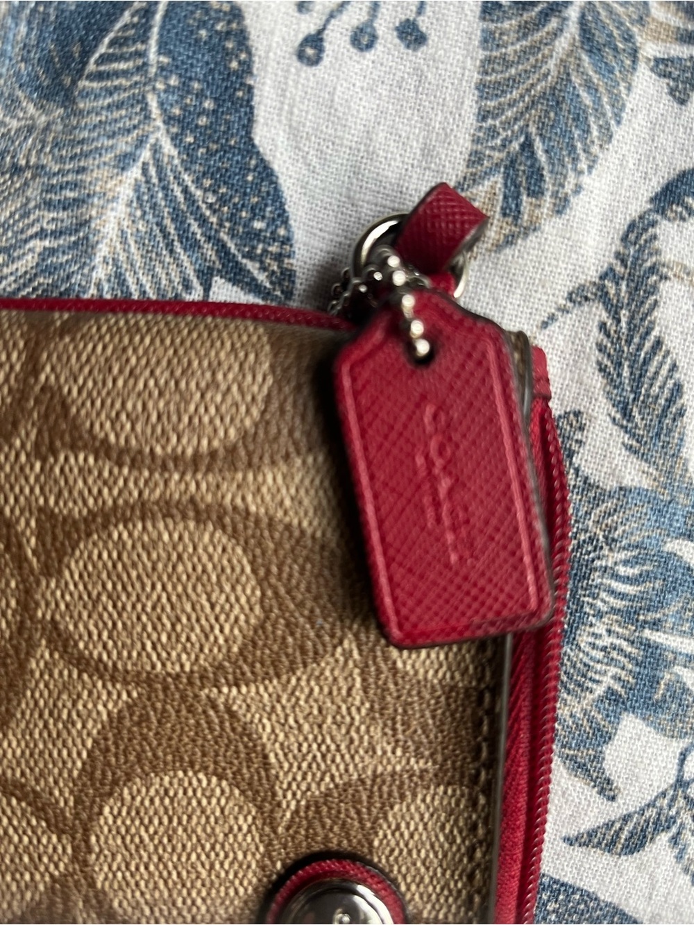 Coach Brown Signature Canvas Wristlet with Red Trim and Card Case - Picture 2 of 16